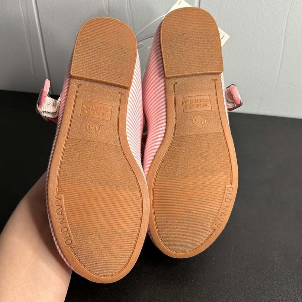 Old Navy Pink and White Ballet Flats with small heel size 13 - Picture 5 of 7